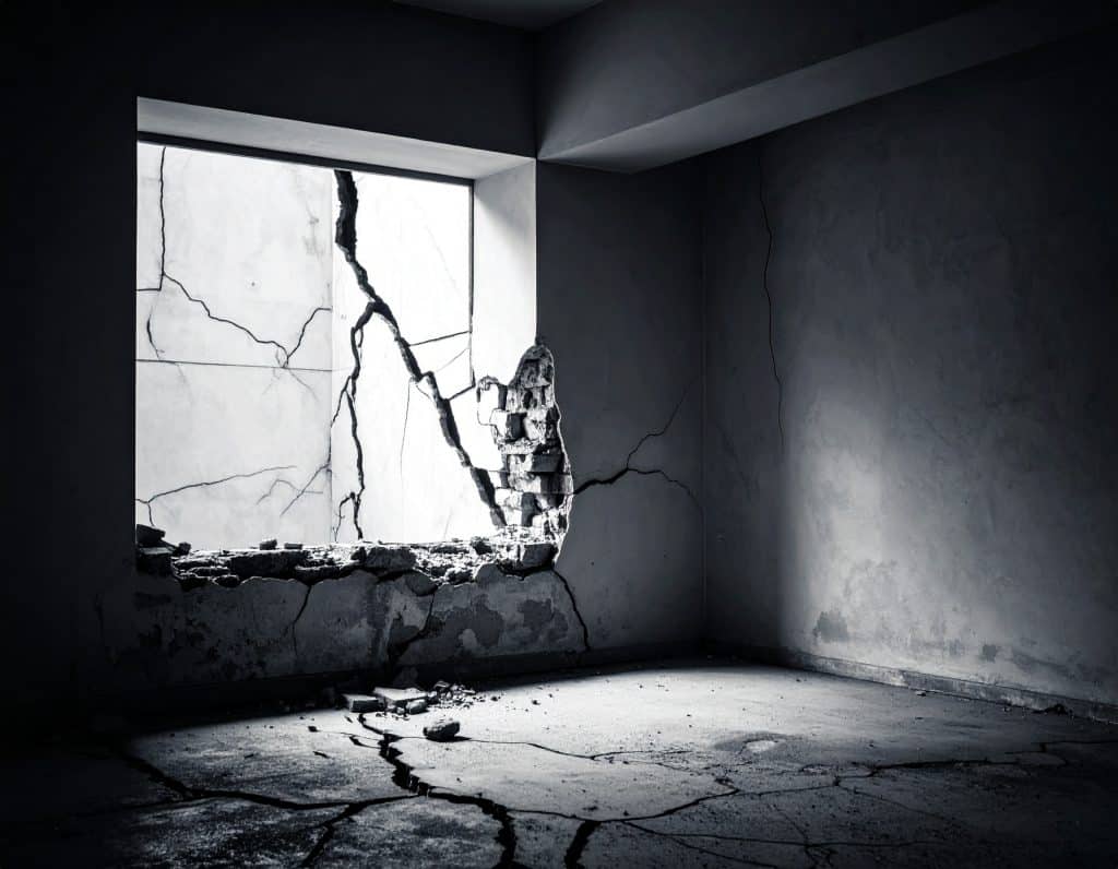 Firefly Deep cracks in the exterior or interior walls of a building 679368